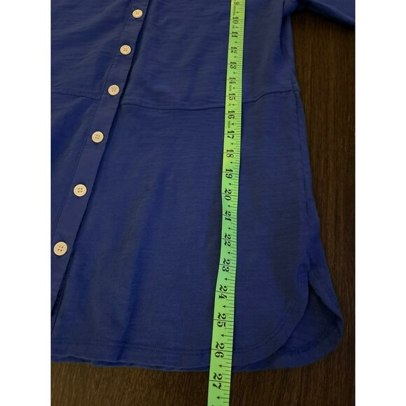 Soft Surroundings Blue Button-Down 100% Cotton Top Size X-Small Petite - Picture 6 of 6